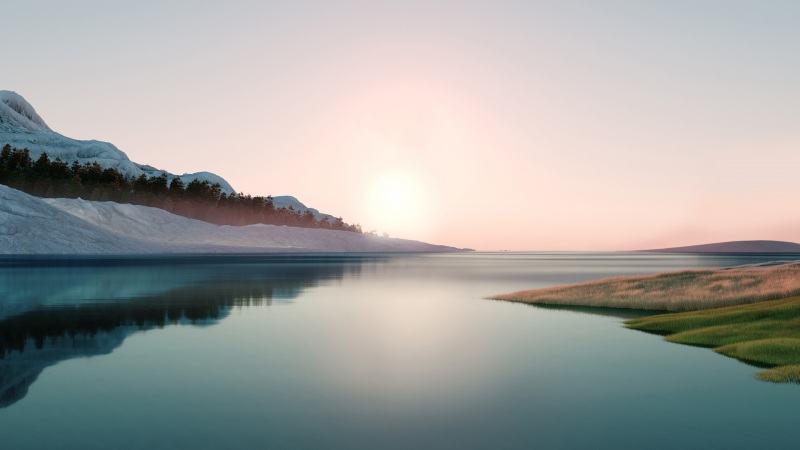 微软windows11沙漠 湖水 秋天风景壁纸
